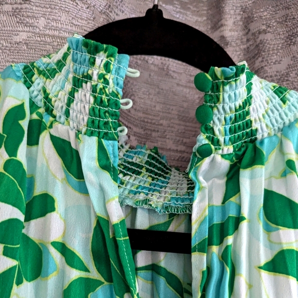 Halogen Floral Pleated Sharkbite Hem Midi Dress - Picture 7 of 9